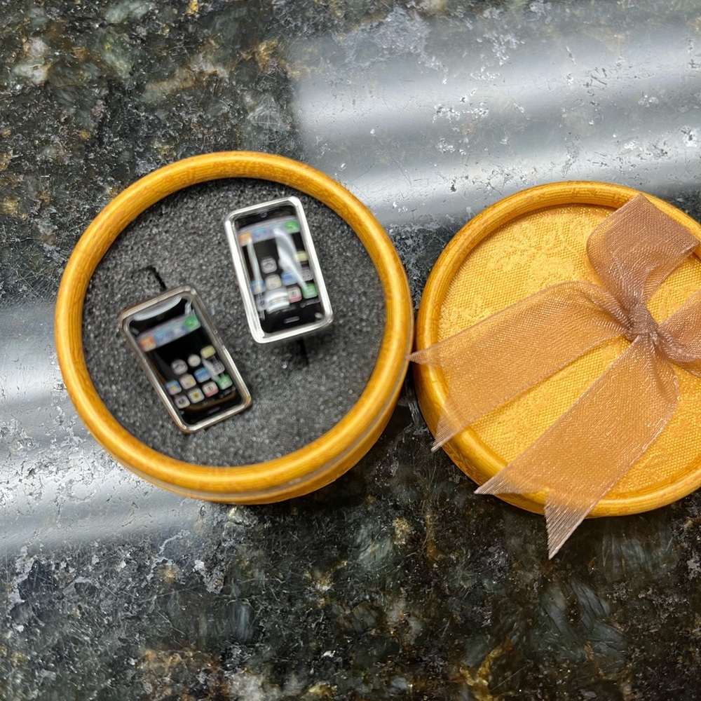 Miniature Cell Phone Earrings - Black and Silver